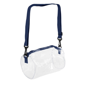 Seymour Clear Barrel Bag - Clear With Navy