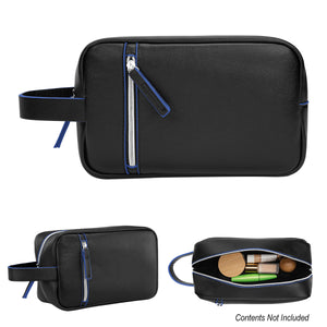 Glen Leatherette Toiletry Bag - Black With Royal