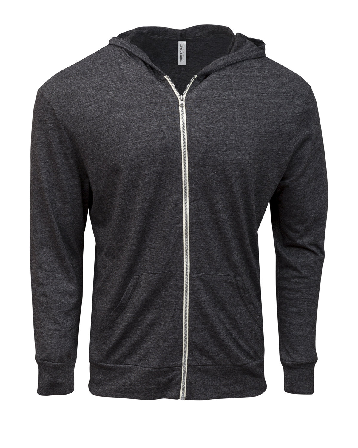 Threadfast Apparel Threadfast Unisex Triblend Full-Zip Light Hoodie - Black Triblend