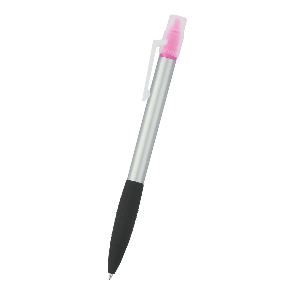 Neptune Pen With Highlighter - Silver With Pink