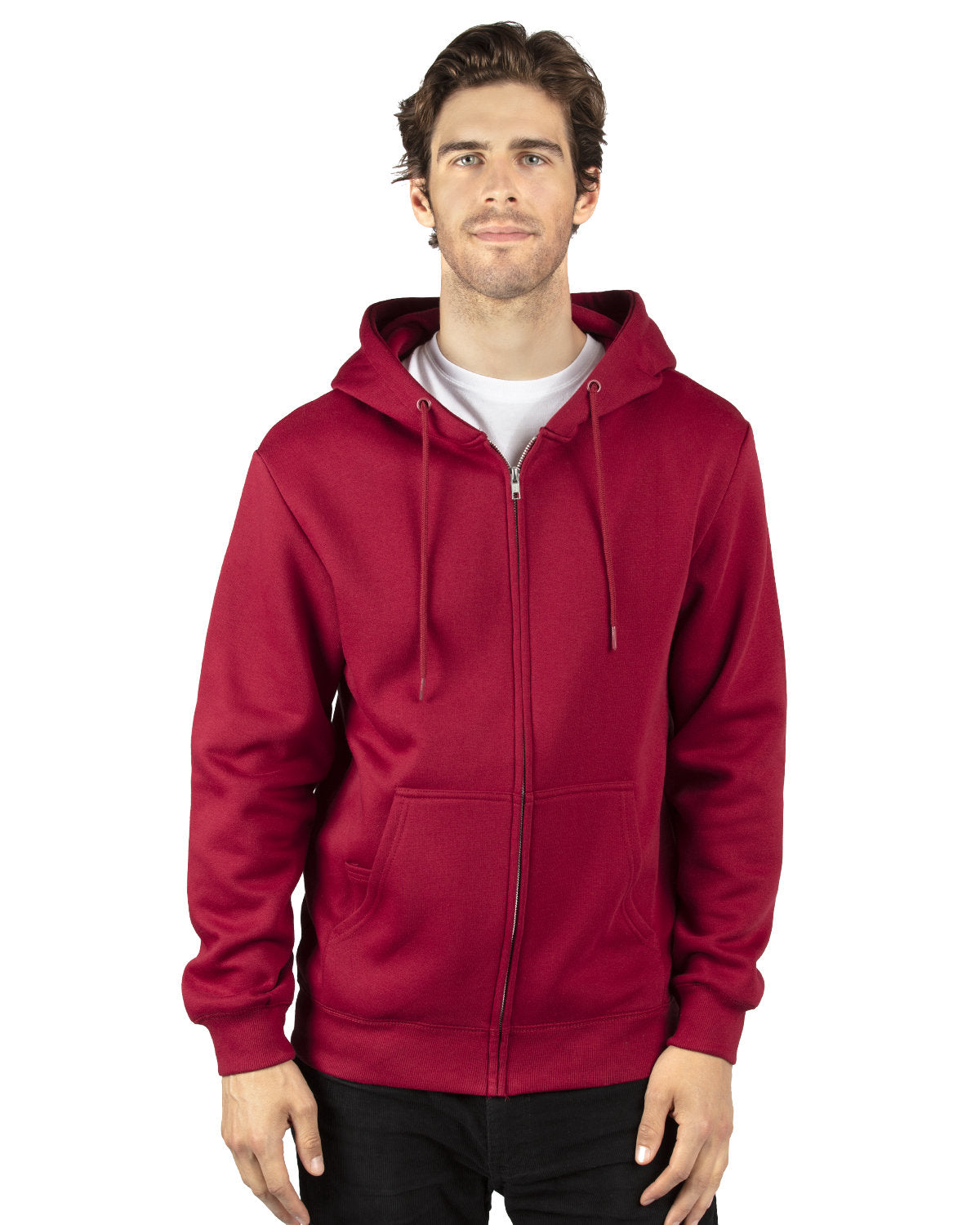 Threadfast Unisex Ultimate Fleece Full-Zip Hooded Sweatshirt - Burgundy