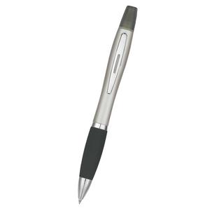 Twin-Write Pen With Highlighter - Silver With Black
