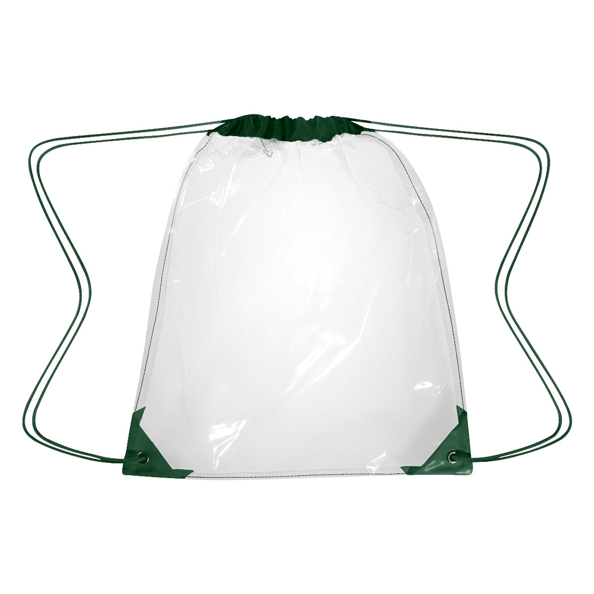 Clear EVA Drawstring Backpack - Clear With Forest Green