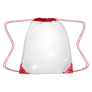 Clear EVA Drawstring Backpack - Clear With Red