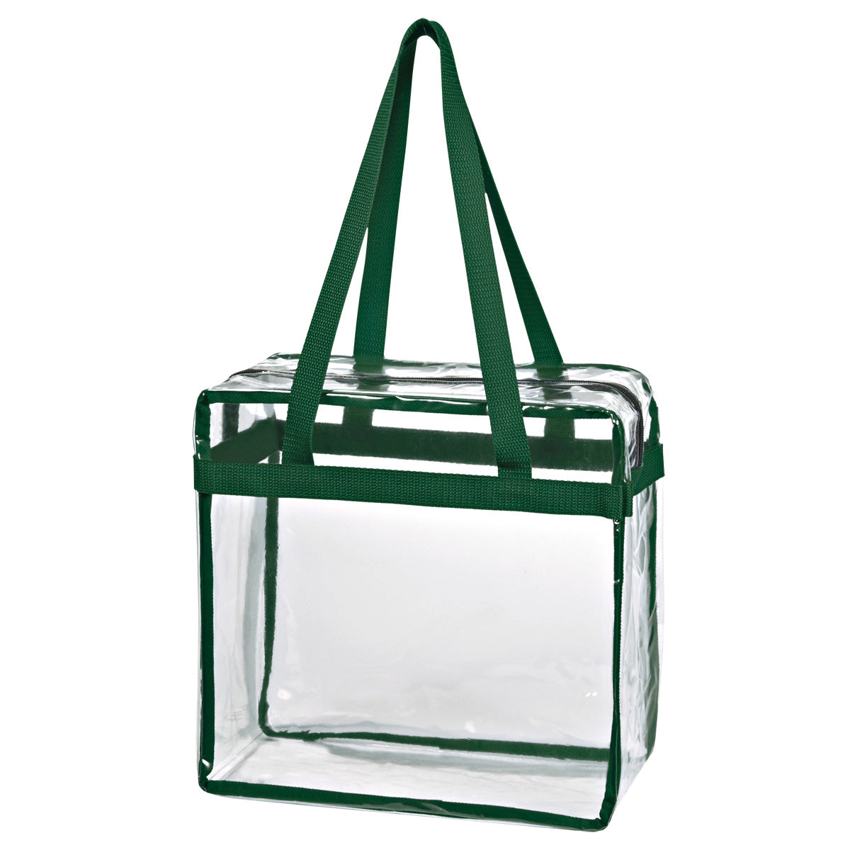 Clear EVA Tote Bag With Zipper - Clear With Forest Green