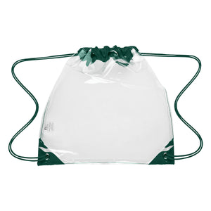 Touchdown Clear EVA Drawstring Backpack - Clear With Forest Green