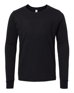 BELLA + CANVAS Youth Heather CVC Long-Sleeve T-Shirt - Solid Black Blend