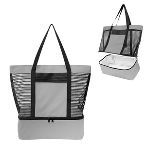 Marley rPET Mesh Tote Bag With Cooler - Gray