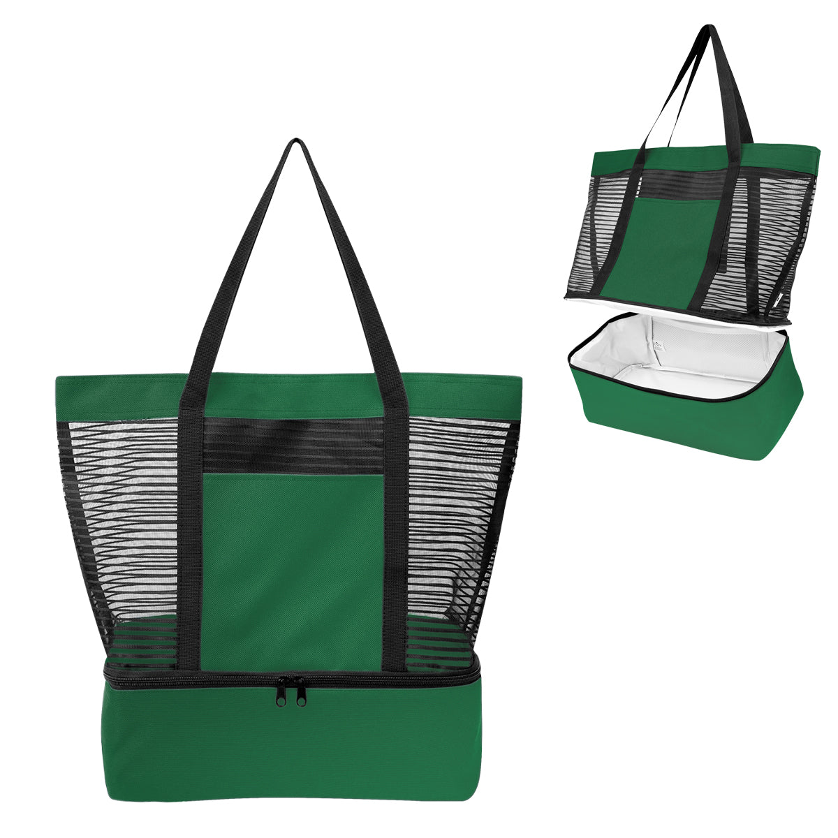 Marley rPET Mesh Tote Bag With Cooler - Forest Green