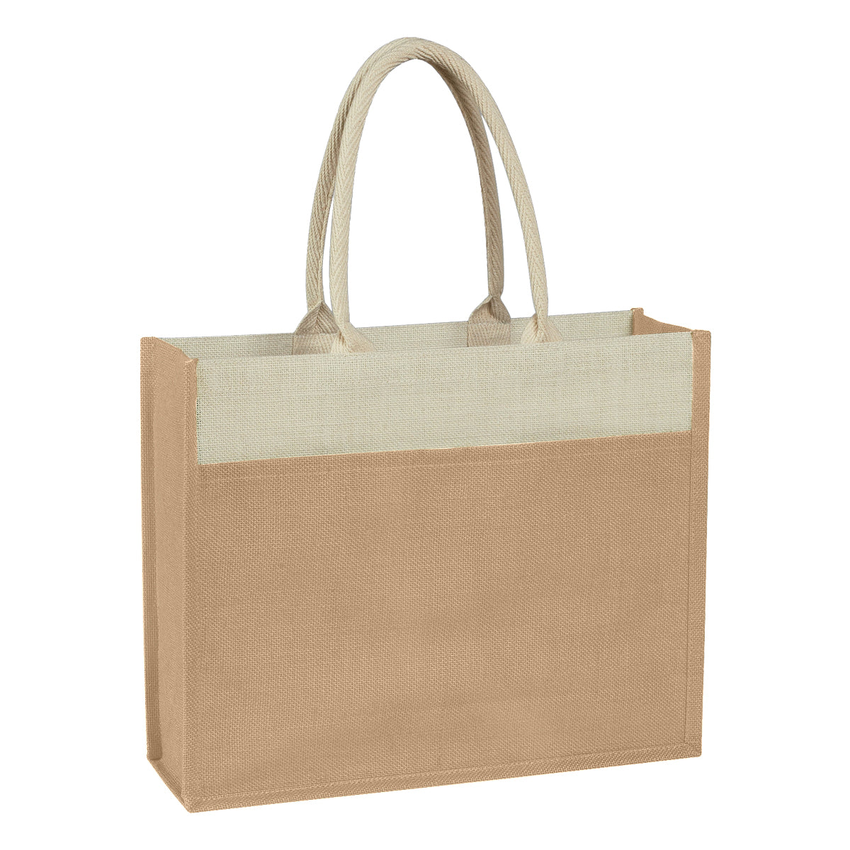 Jute Tote Bag - Beige With Natural