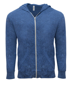 Unisex Triblend Full-Zip Light Hoodie - Royal Blk Trblnd