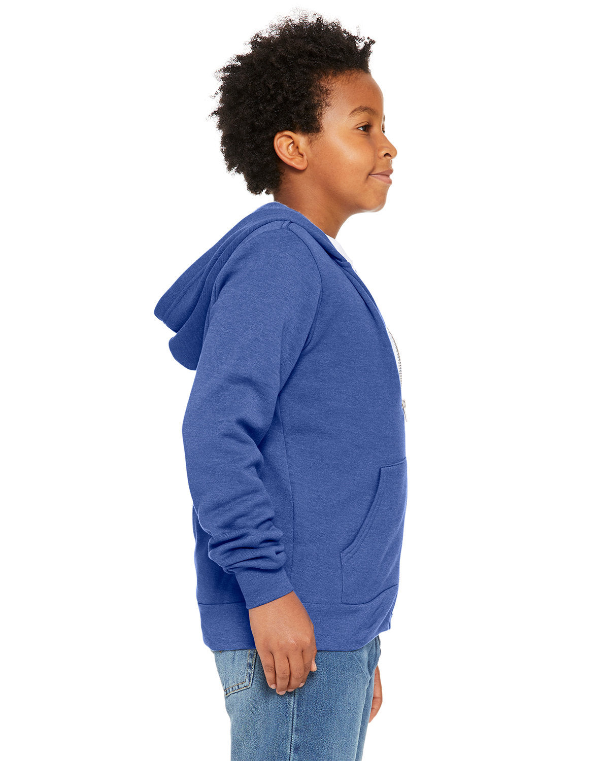 Bella + Canvas Youth Sponge Fleece Full-Zip Hooded Sweatshirt - Side