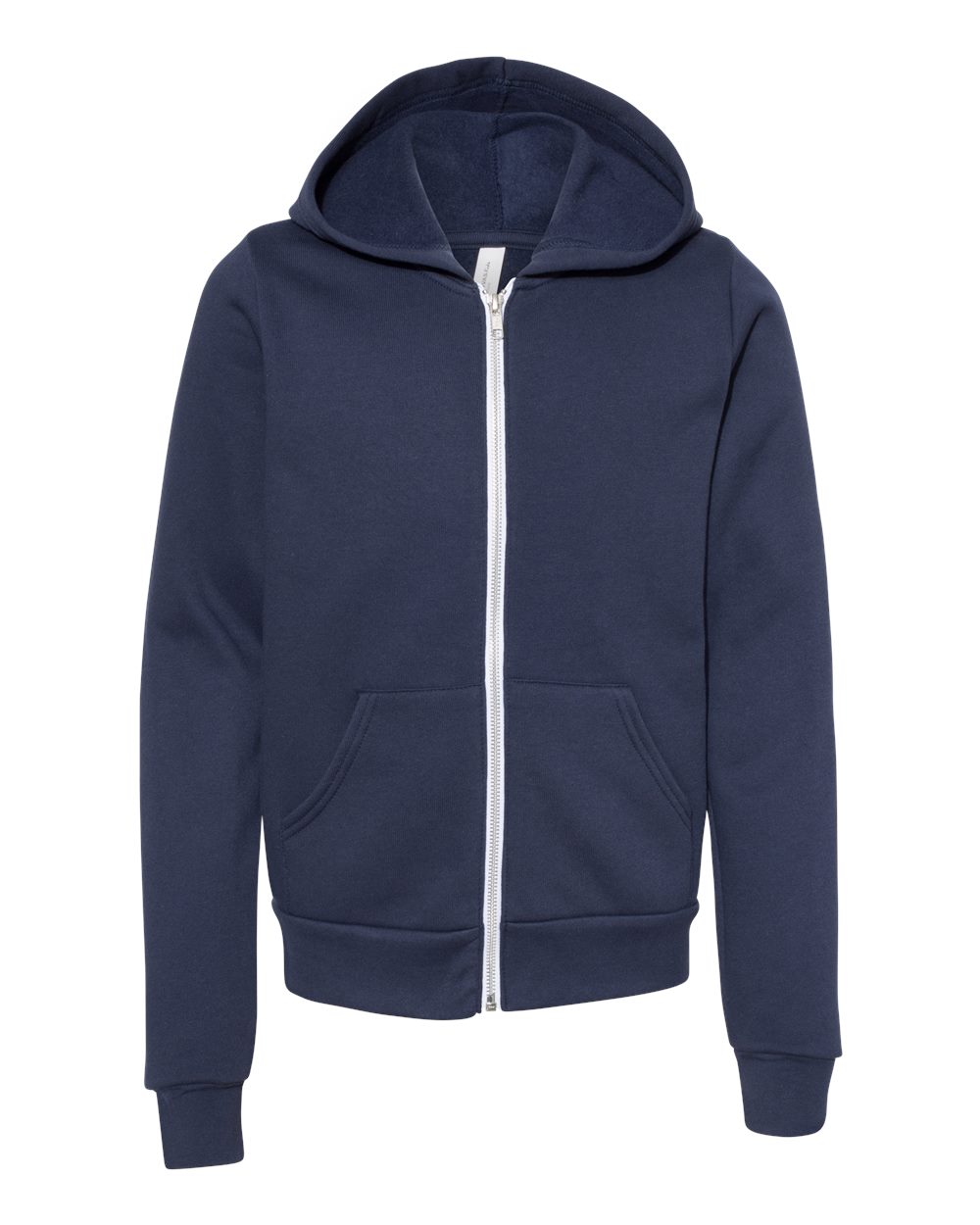 BELLA + CANVAS Youth Sponge Fleece Full-Zip Hooded Sweatshirt - Navy