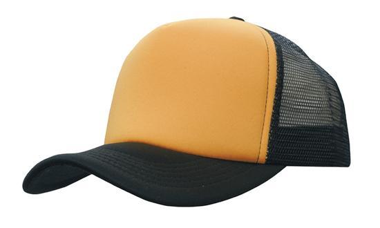 Mesh Back Baseball Cap - Gold With Black