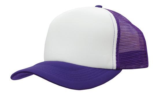 Mesh Back Baseball Cap - White With Purple