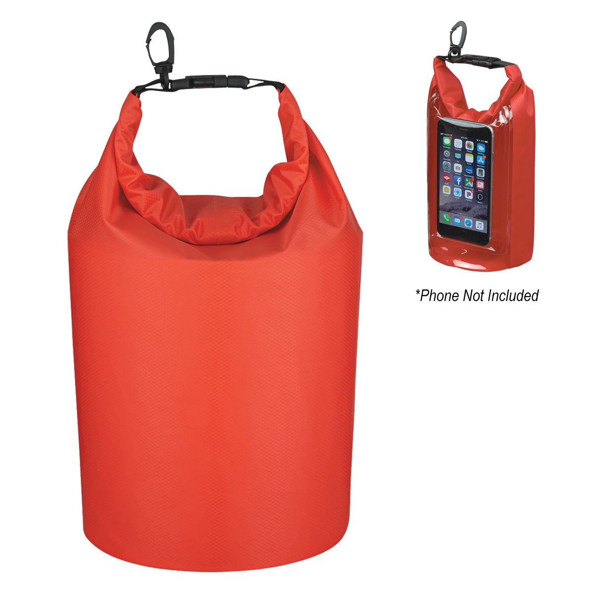 Waterproof Dry Bag With Window - Clear With Red