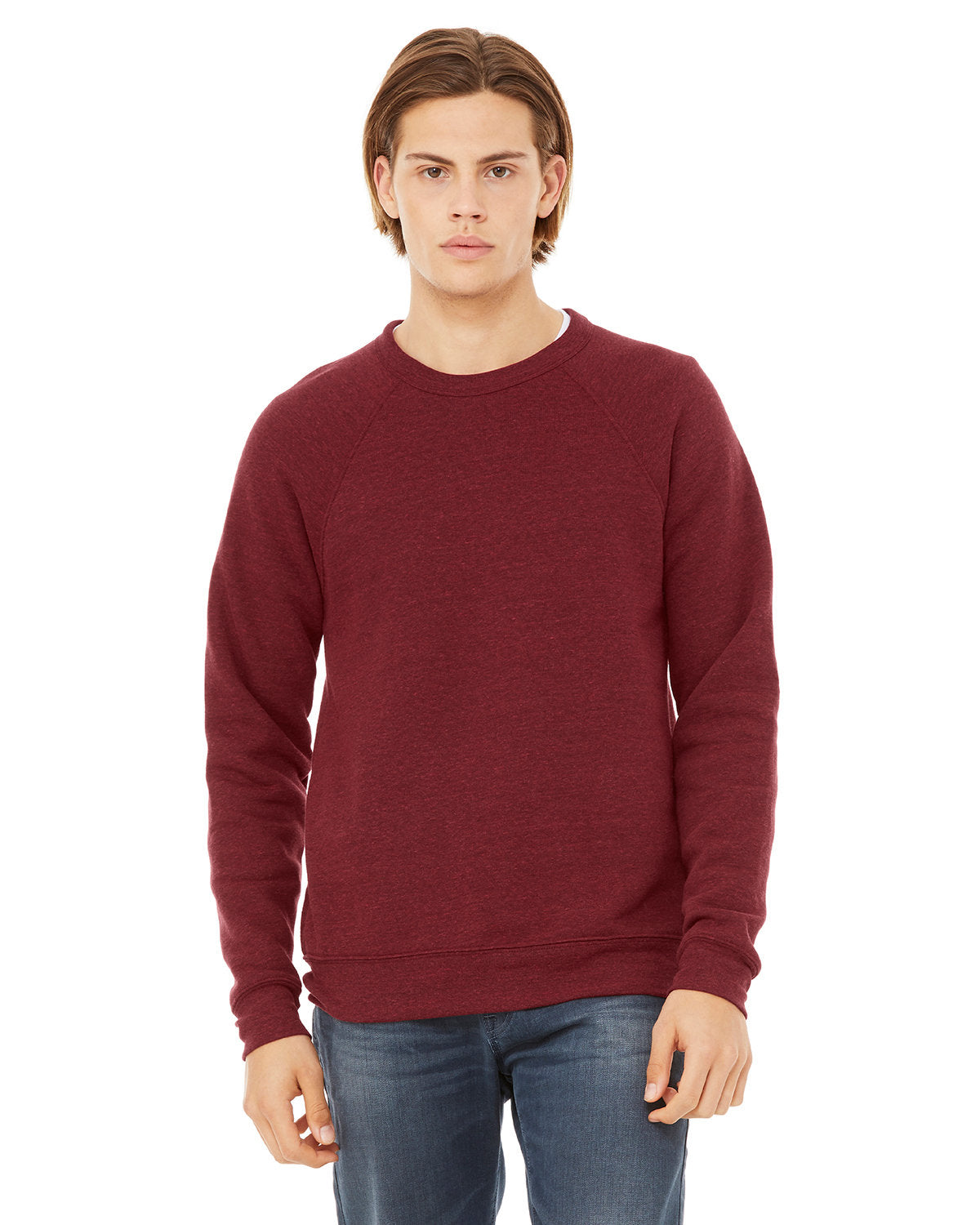 BELLA + CANVAS Unisex Sponge Fleece Crewneck Sweatshirt - Cardinal Triblend