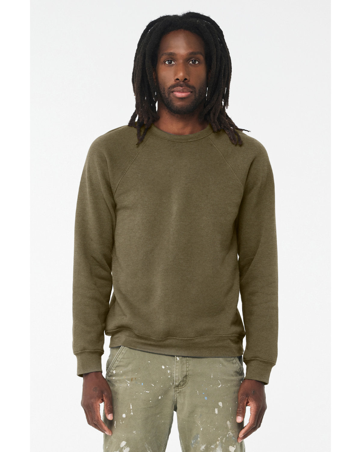 BELLA + CANVAS Unisex Sponge Fleece Crewneck Sweatshirt - Heather Olive