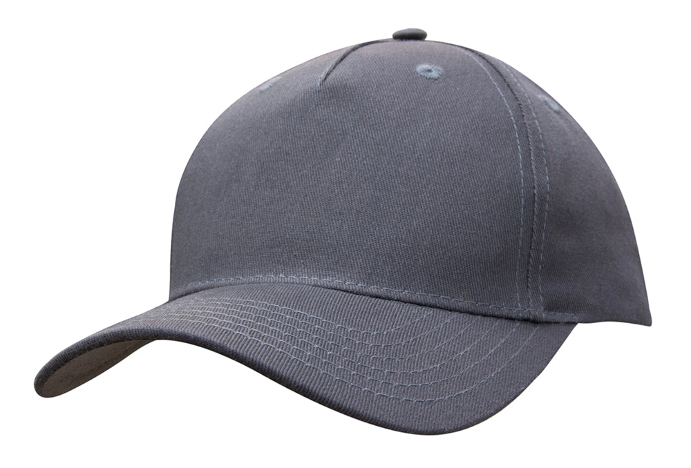 5 Panel Cotton Twill Cap - Charcoal