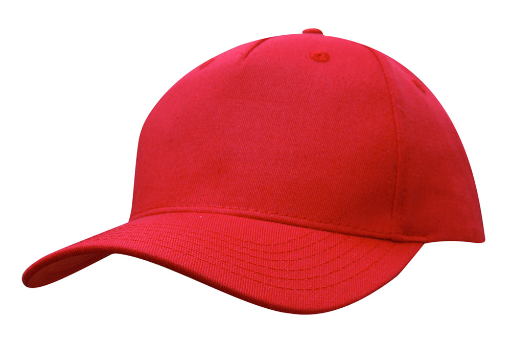 5 Panel Cotton Twill Cap - Red