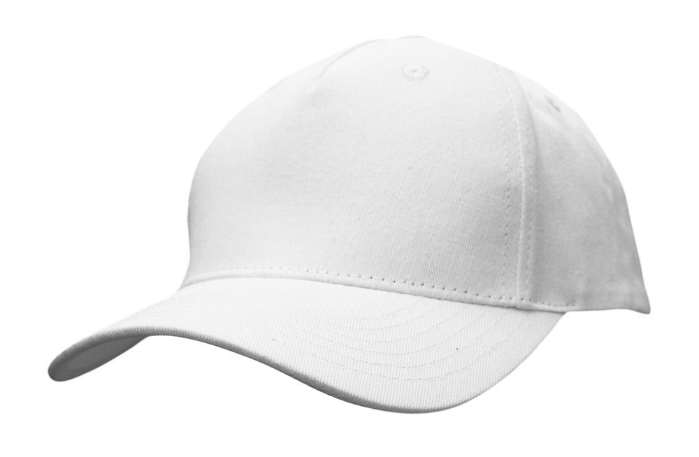 5 Panel Cotton Twill Cap - White