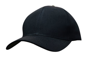 6 Panel Cotton Twill Cap - Black