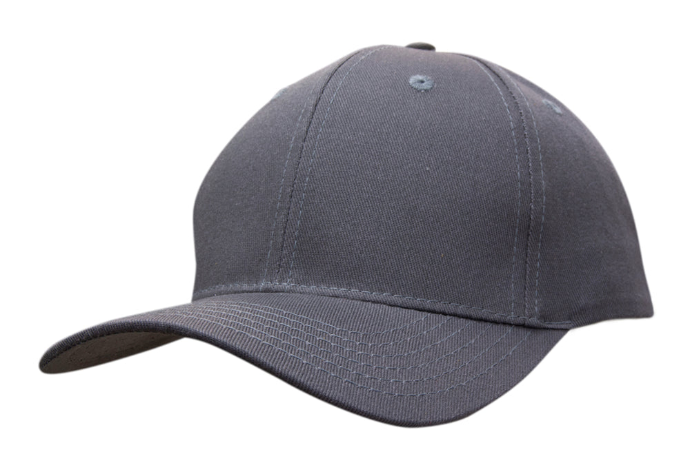 6 Panel Cotton Twill Cap - Charcoal