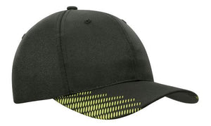 6 Panel Breathe P-Twill with Peak Print Cap - Black With Green
