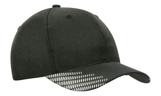 6 Panel Breathe P-Twill with Peak Print Cap - Black With White