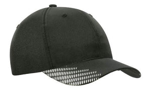 6 Panel Breathe P-Twill with Peak Print Cap - Black With White