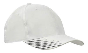6 Panel Breathe P-Twill with Peak Print Cap - White With Black
