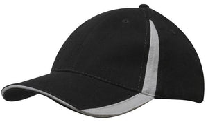 6 Panel BHC Cap with Inserts On Peak & Crown - Black With Gray