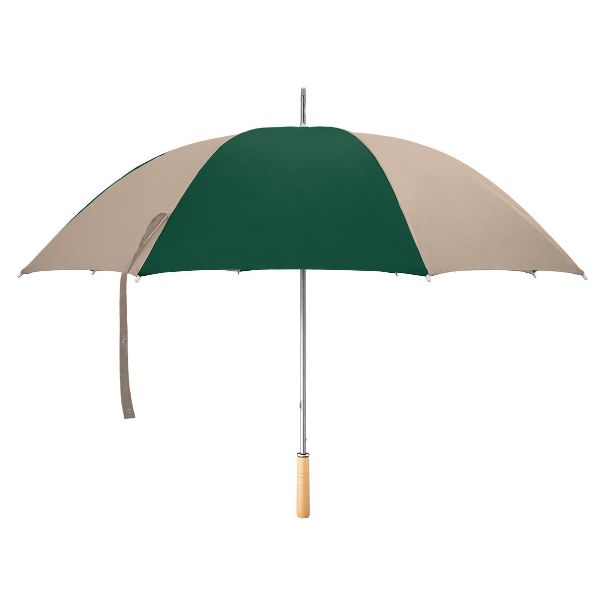 60" Arc Golf Umbrella - Khaki With Forest Green