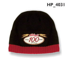 Cable Knit Contrast Beanie - Navy With White