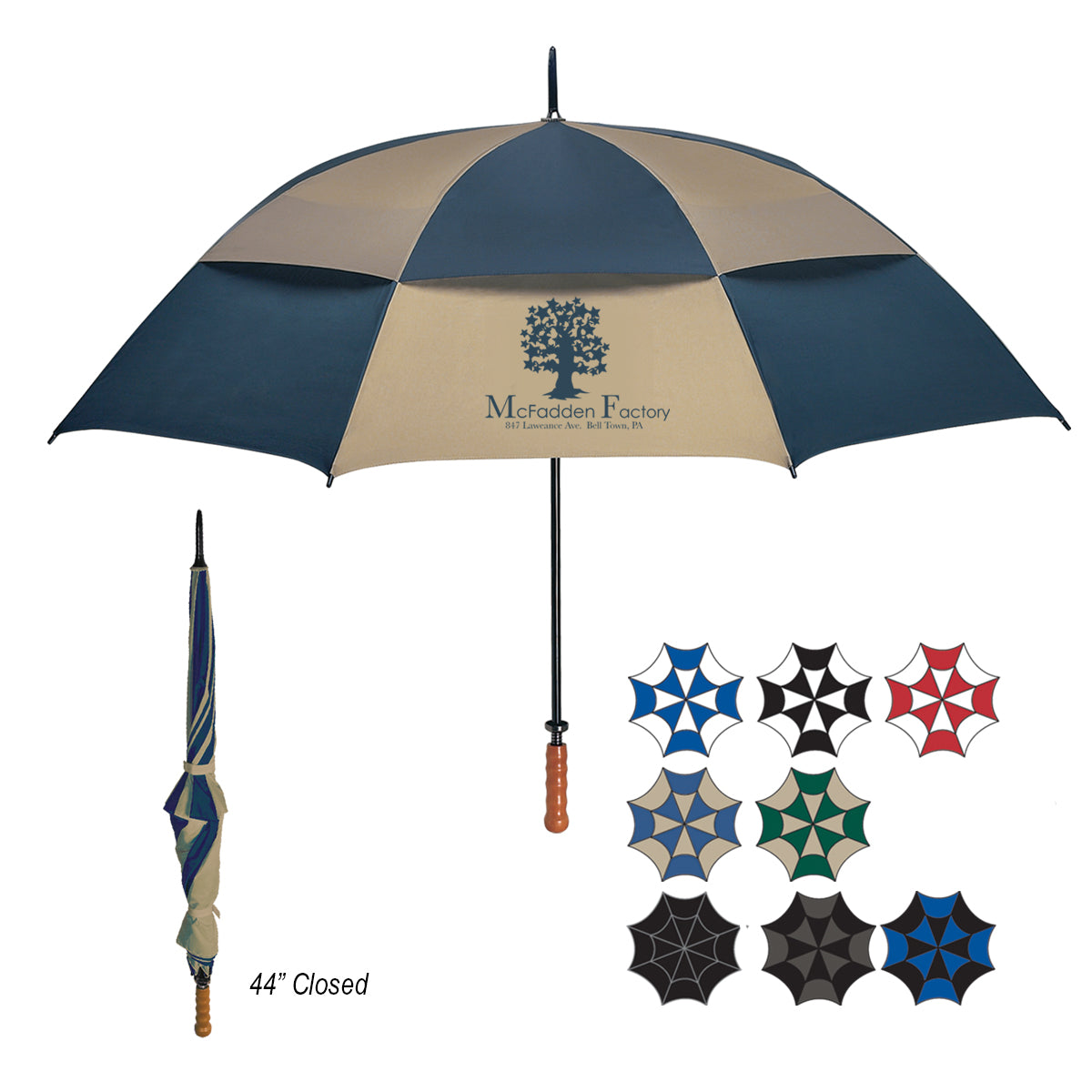 68" Arc Windproof Vented Umbrella