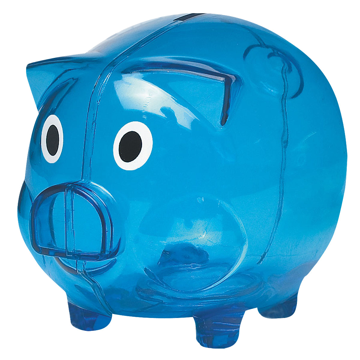 Plastic Piggy Bank - Translucent Blue