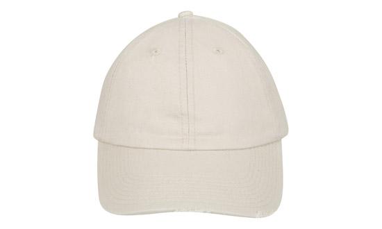 6 Panel Chino Cap with Distressed Peak - Stone With Black