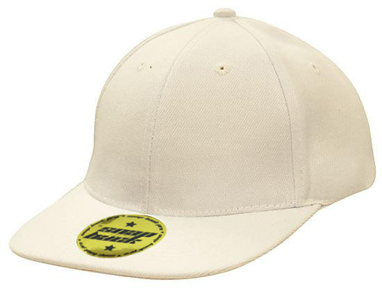 6 Panel American Twill Flat Peak Cap - White