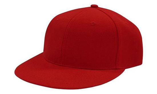 6 Panel American Twill Flat Peak Cap - Red