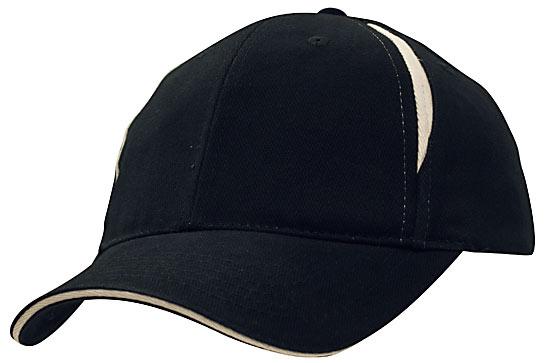 6 Panel BHC Cap with Crown Inserts-Sandwich - Black With White