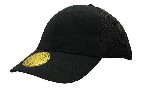 6 Panel Mesh with Sandwich Dream Fit Cap - Black