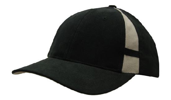 6 Panel Hbc Cap with Crown Inserts - Black With Gray