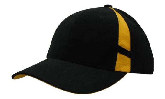 6 Panel Hbc Cap with Crown Inserts - Navy With Gold
