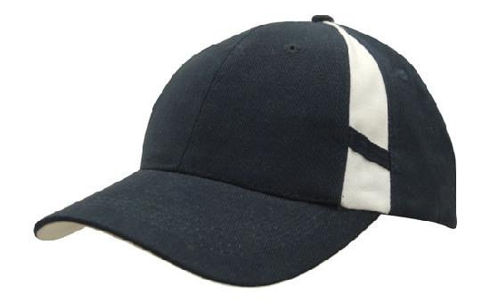 6 Panel Hbc Cap with Crown Inserts - Navy With White