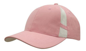6 Panel Hbc Cap with Crown Inserts - Pink With White