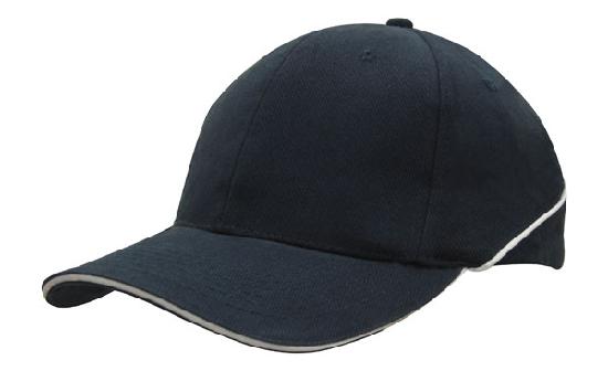 6 Panel BHC Cap Sandwich & Crown Piping - Navy With White