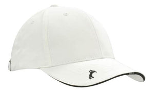 6 Panel Chino Twill Golf Cap - White