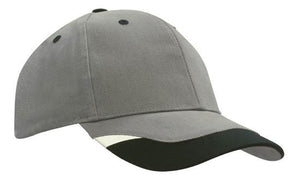 6 Panel BHC Cap with Peak Indent & Print - Charcoal With Black And White