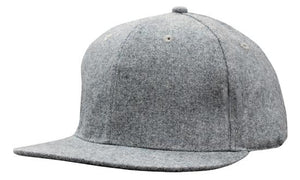 6 Panel Grey Marble Flannel Flat Peak Cap - Gray