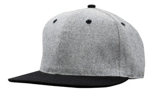 6 Panel Grey Marble Flannel Flat Peak Cap - Gray With Black